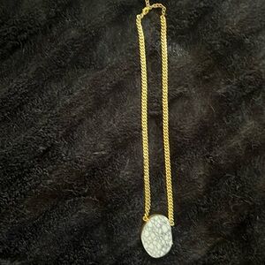 Blue/grey Stone necklace  with gold chain